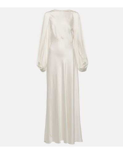 ROKSANDA Bridal Kami Caped Silk Satin Gown - White