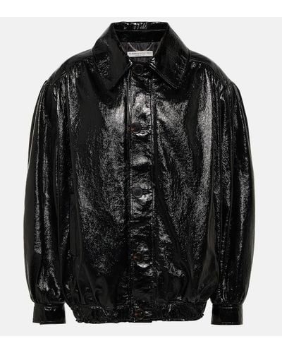 Alessandra Rich Oversized Leather Jacket - Black