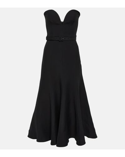 Roland Mouret Strapless Wool And Silk Midi Dress - Black