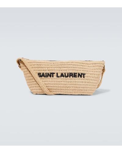 Saint Laurent Messenger Bag aus Raffiabast - Weiß