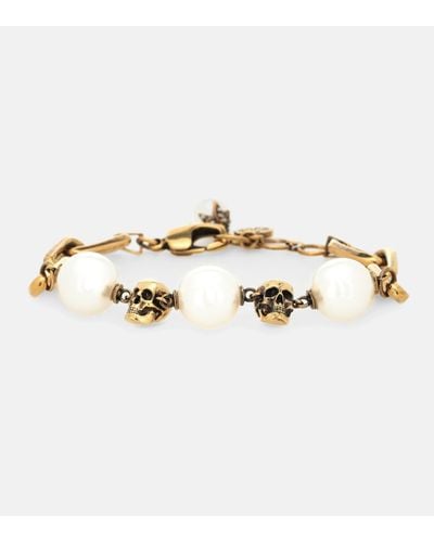 Alexander McQueen Faux Pearl Chain Bracelet - Metallic