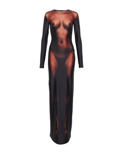 Jean Paul Gaultier X Lotta Volkova Sleeveless Printed Maxi Dress - Brown