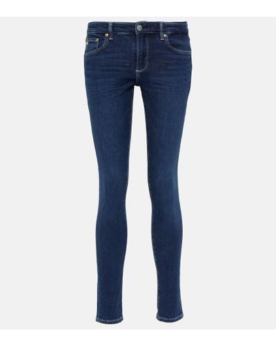 AG Jeans Mid-Rise Skinny Jeans - Blau