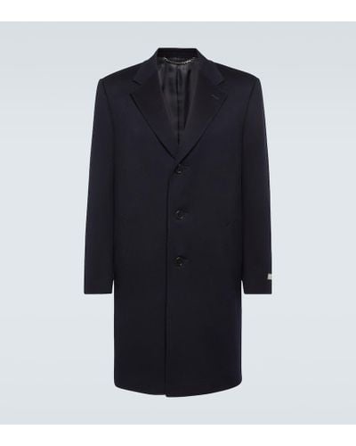 Canali Wool And Cashmere Overcoat - Blue