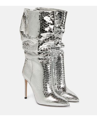 Paris Texas Stiefel aus Metallic-Leder - Grau