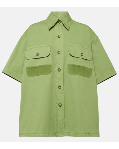 Stella McCartney Camisa de lona de algodon - Verde