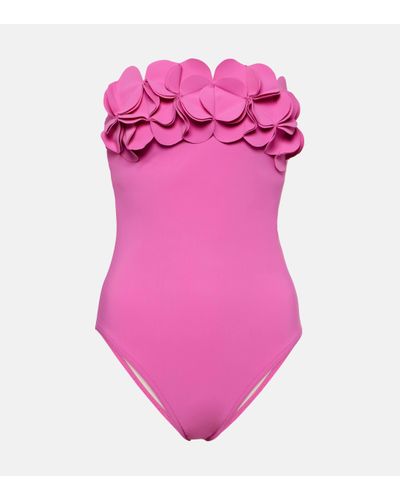 Karla Colletto Tess Floral-applique Swimsuit - Pink