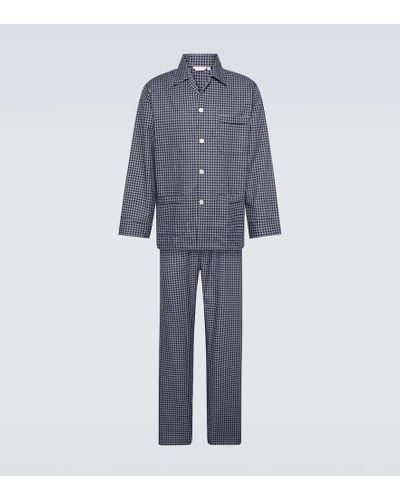 Derek Rose Pyjama Braemar aus Baumwolle - Blau