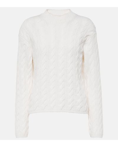 Vince Cable-knit Wool-blend Jumper - White