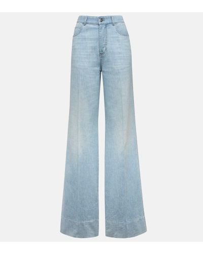 Bottega Veneta Jeans a gamba larga e vita alta - Blu