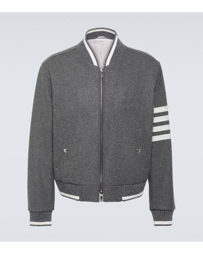 Thom Browne 4-bar Wool And Cashmere Blouson Jacket - Grey