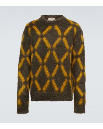 Marni Intarsia Mohair-blend Sweater - Brown