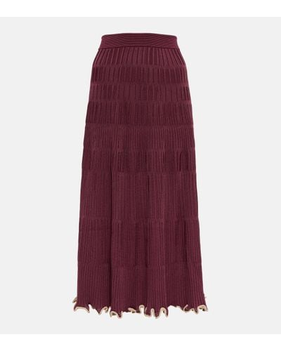 Jonathan Simkhai Malia Ribbed-knit Midi Skirt - Purple