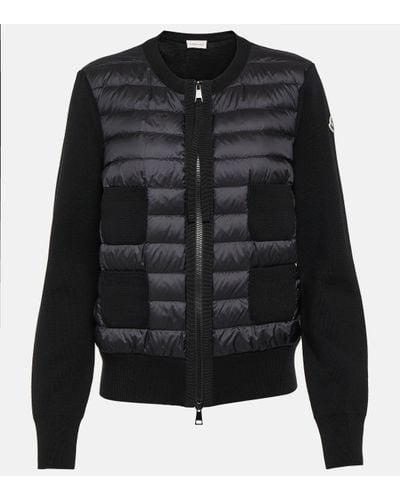 Moncler Down-paneled Wool Jackets - Black