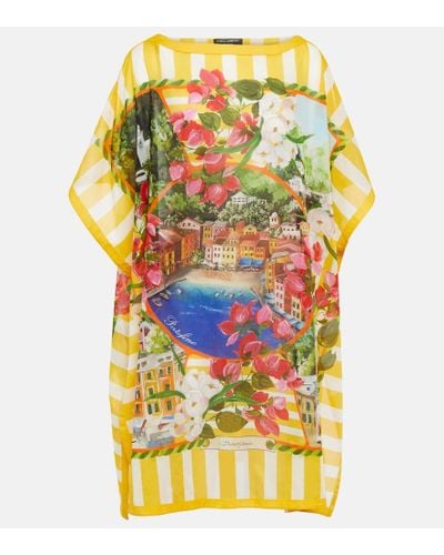 Dolce & Gabbana Portofino Printed Cotton Minidress - Yellow