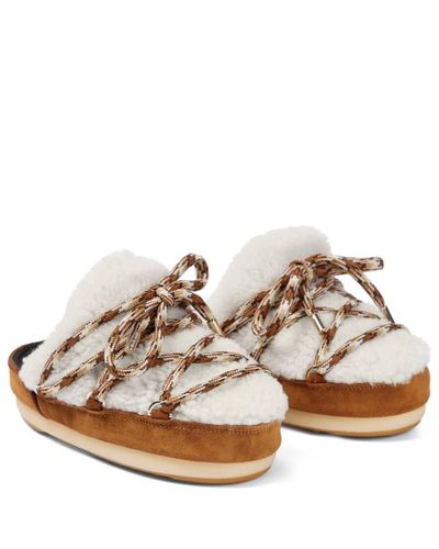 Moon Boot Slippers mit Shearling - Braun