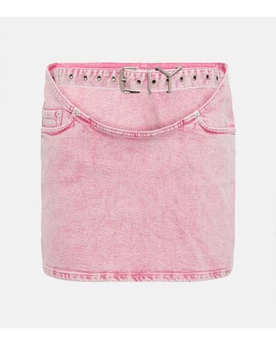 Y. Project Belted Denim Miniskirt - Pink