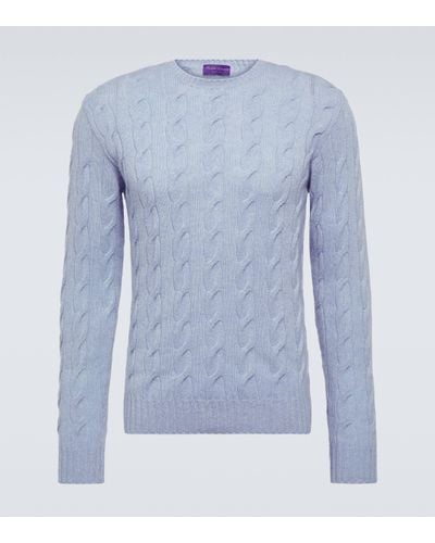 Ralph Lauren Purple Label Cable-knit Cashmere Jumper - Blue