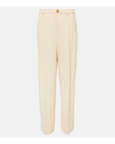Vince Low-rise Crepe Wide Trousers - Natural