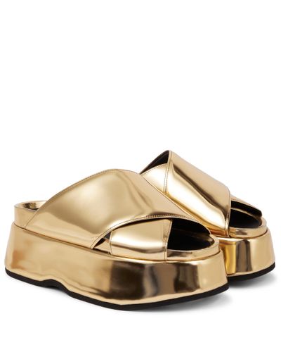 Junya Watanabe Platform Metallic Leather Sandals