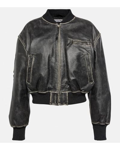 Acne Studios New Lomber Leather Bomber Jacket - Black