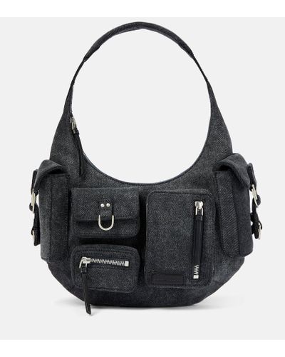 Blumarine Small Denim Shoulder Bag - Black