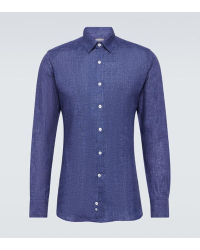 Canali Camisa de algodon - Azul