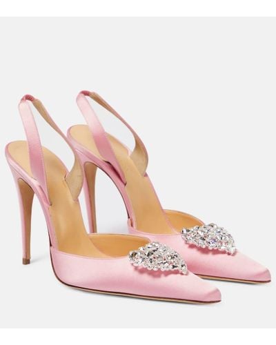 Magda Butrym Verzierte Slingback-Pumps aus Satin - Pink