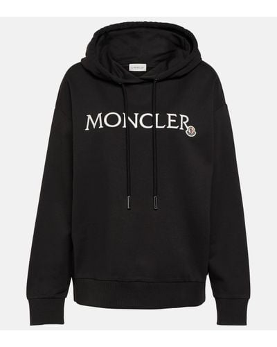 Moncler Sweat-shirt a capuche en coton a logo - Noir
