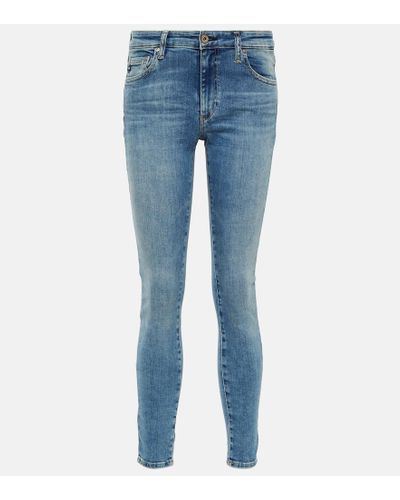 AG Jeans Mid-Rise Skinny Jeans The Legging Ankle - Blau