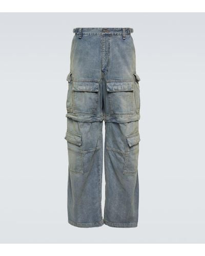 Balenciaga Jeans cargo anchos de tiro medio - Azul