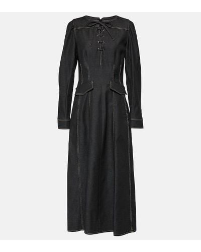 Dorothee Schumacher Denim Romance Cotton And Wool Midi Dress - Black