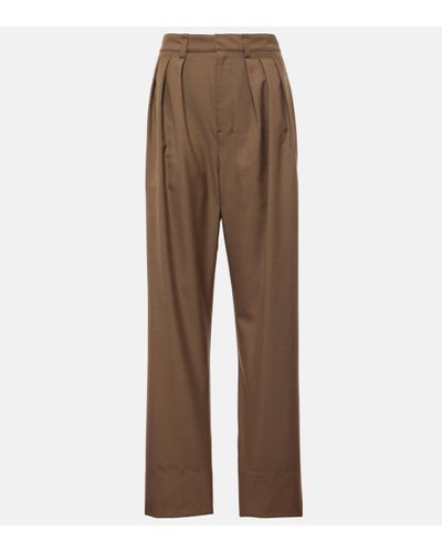 Lemaire High-rise Wool-blend Straight Trousers - Brown