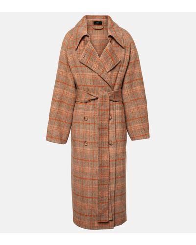 JOSEPH Chatsworth Checked Wool-blend Coat - Brown
