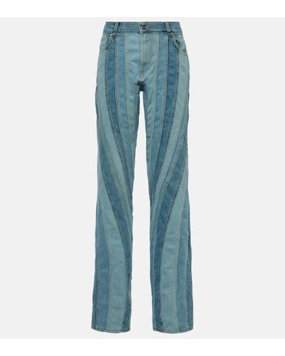 Mugler Patchwork Straight Jeans - Blue