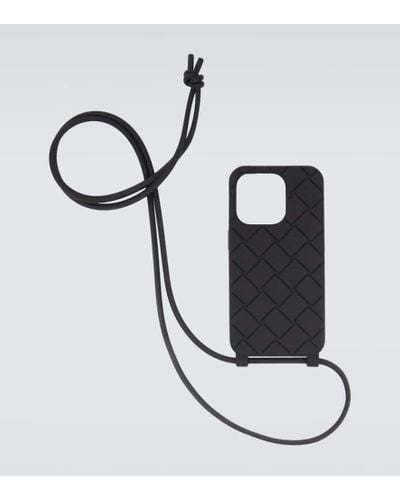 Bottega Veneta Intreccio Iphone 15 Pro Case With Strap - White