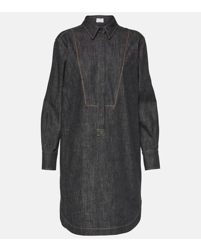 Brunello Cucinelli Robe chemise en jean - Gris