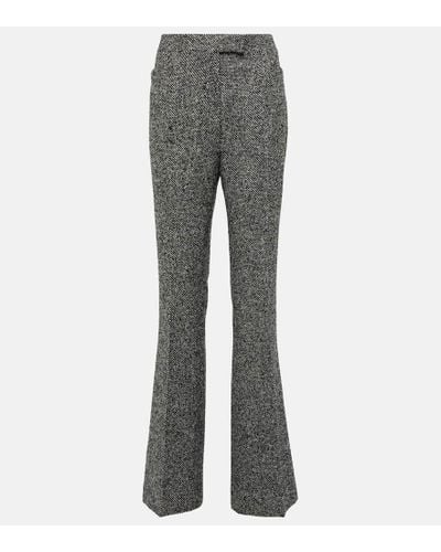 Tom Ford High-rise Tweed Wool Flared Pants - Gray