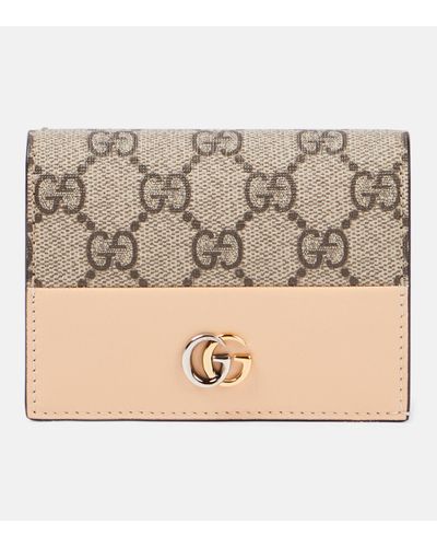 Gucci GG Marmont Leather-trimmed Cardholder - Natural