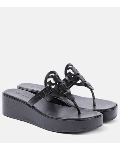 Tory Burch Plateausandalen Miller aus Leder - Schwarz