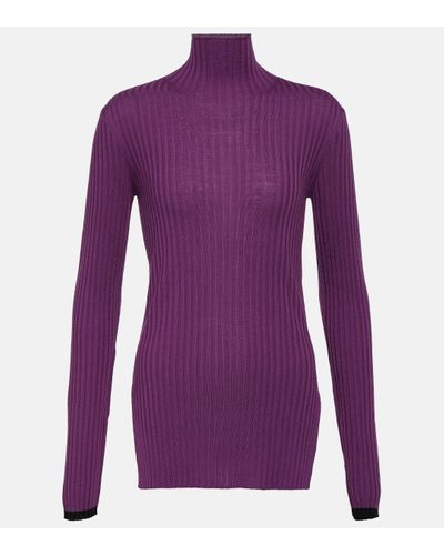 Plan C Ribbed-knit Wool Jumper - Purple