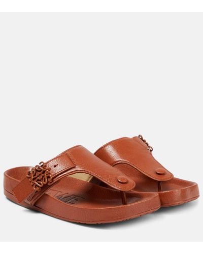 Loewe Ease Zehensandalen Aus Leder Mit Verzierung - Braun