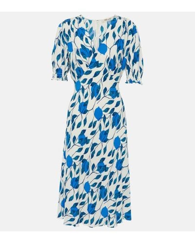 Diane von Furstenberg Vestido midi Jemma de crepe estampado - Azul