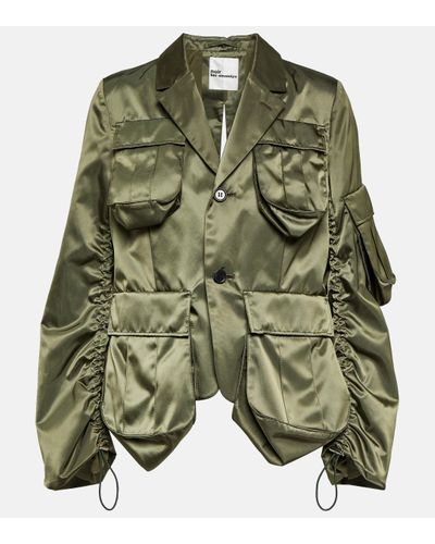 Noir Kei Ninomiya Veste en satin - Vert