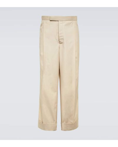 Thom Browne Tricolor Straight Cotton-blend Pants - Natural