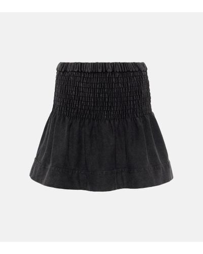 Isabel Marant Pacifica Smocked Cotton Miniskirt - Black