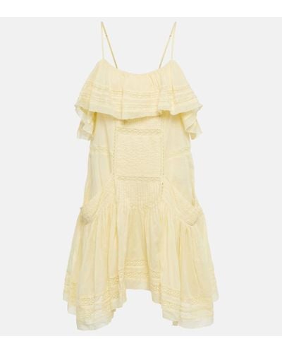 Isabel Marant Vestido corto de algodon con bordado - Amarillo