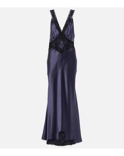 Sir. The Label Aries Lace-trimmed Silk Satin Gown - Blue