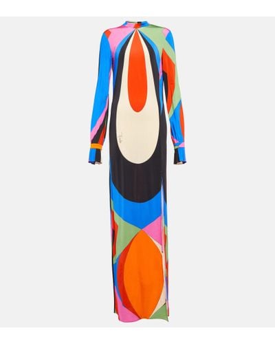 Emilio Pucci Printed Jersey Maxi Dress - Blue