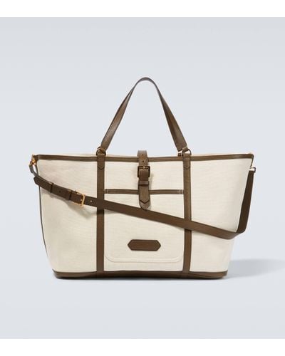 Tom Ford East West Canvas Tote Bag - Metallic